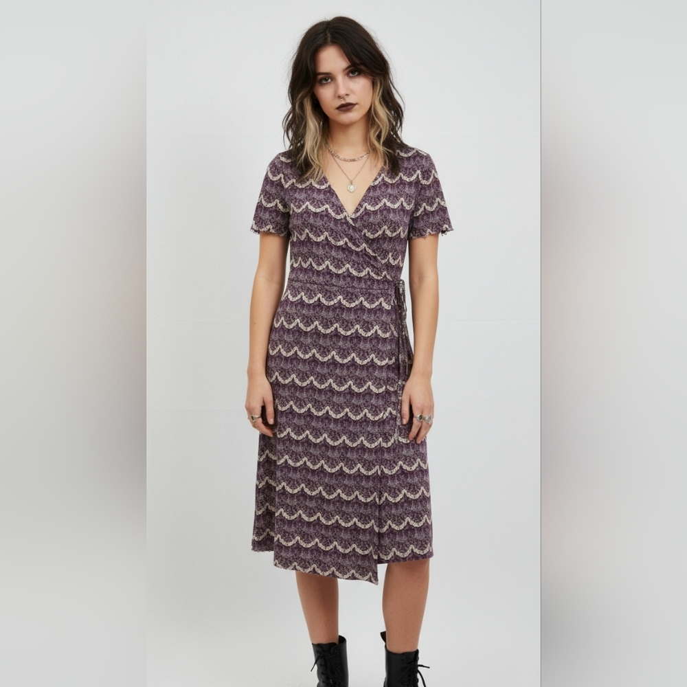Alex Marie Dress Purple Wrap Boho Grunge Office 2X